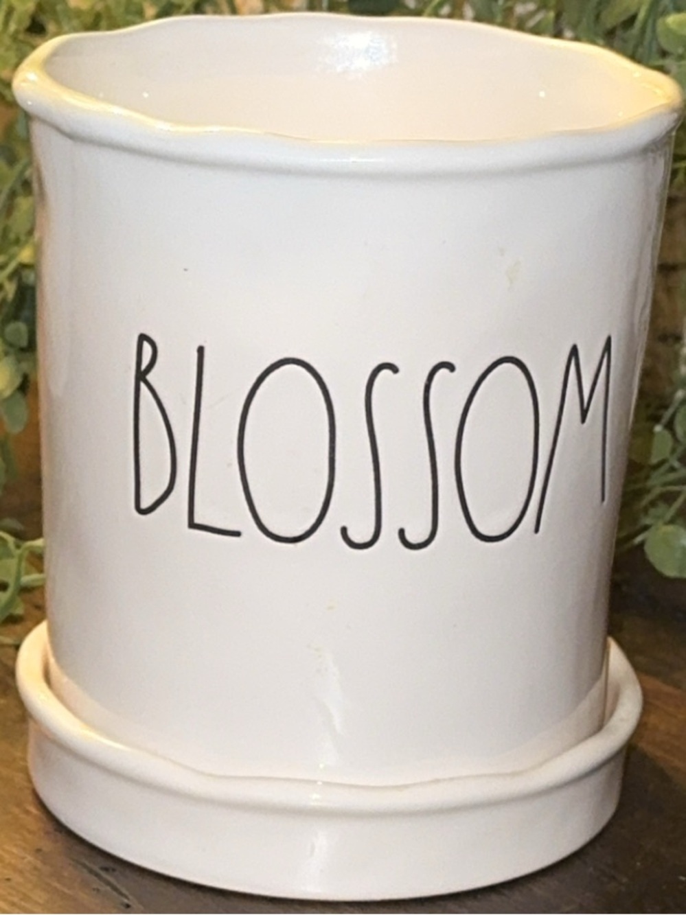 NWOT Rae Dunn ‘Blossom’ White Ceramic Planter